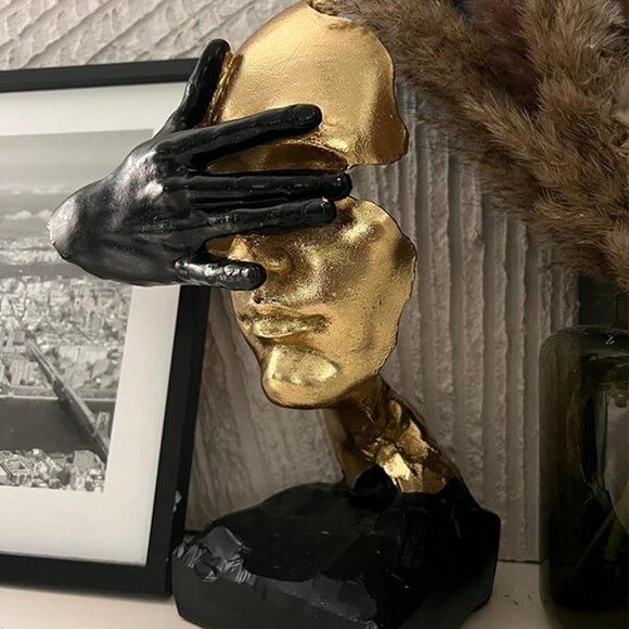 NEW Thinker Statue for Home Decor-Gold Sculptures Decorative - 11.8" H Covering - Picture 5 of 7